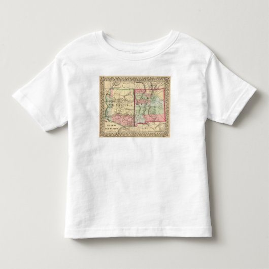 Mitchell著アリゾナ、ニューメキシコの地図 トドラーTシャツ (正面)