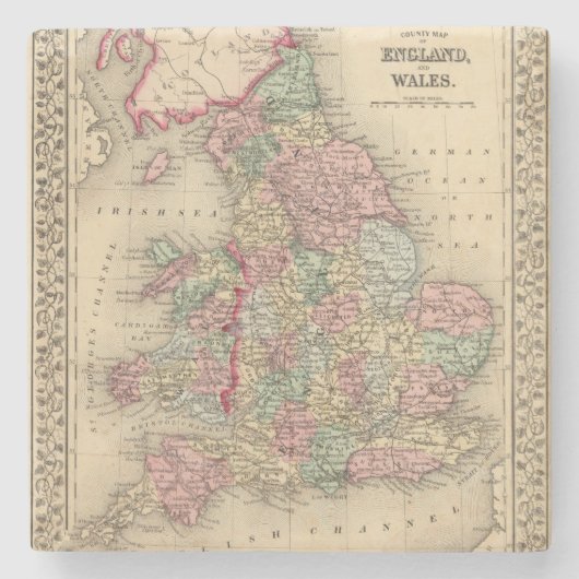 Mitchell著イギリス、ウェールズの地図 ストーンコースター (正面)