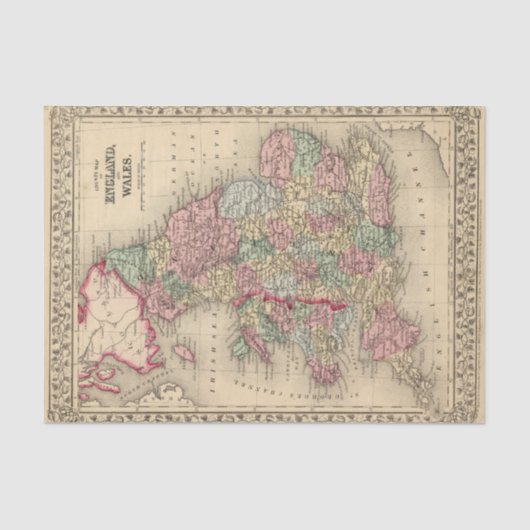 Mitchell著イギリス、ウェールズの地図 薄葉紙 (正面)