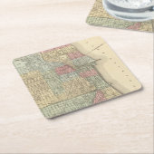 Mitchell著シカゴの地図 スクエアペーパーコースター (アングル)