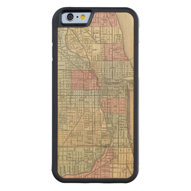 Mitchell著シカゴの地図 CarvedウッドiPhoneケース (裏面)