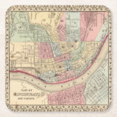 Mitchell著シンシナチの地図 スクエアペーパーコースター (正面)