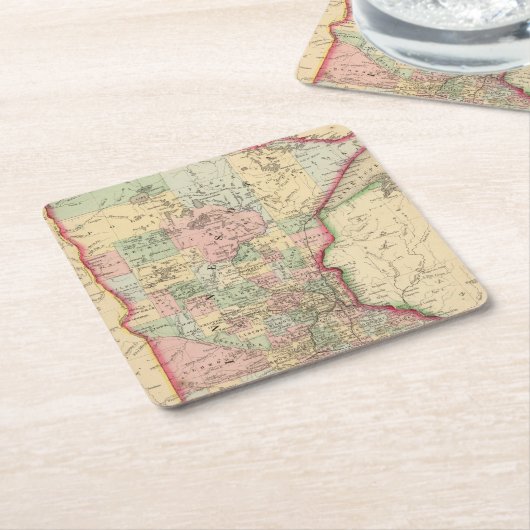 Mitchell著ミネソタの地図 スクエアペーパーコースター (アングル)