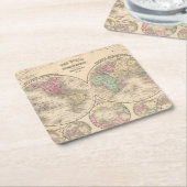 Mitchell著世界半球の地図 スクエアペーパーコースター (アングル)