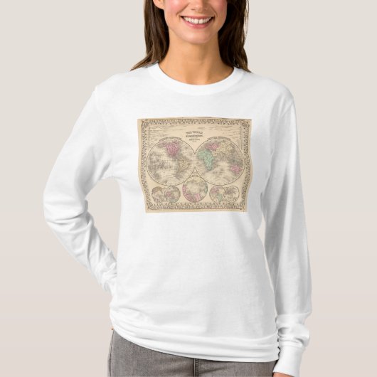 Mitchell著世界半球の地図 Tシャツ (正面)