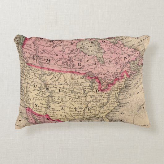 Mitchell著北アメリカの地図 アクセントクッション (正面)