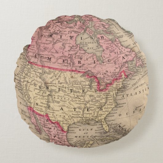 Mitchell著北アメリカの地図 ラウンドクッション (正面)