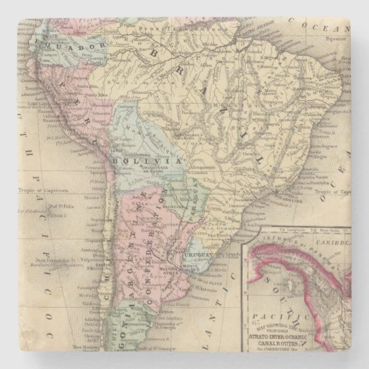 Mitchell著南アメリカの地図 ストーンコースター (正面)