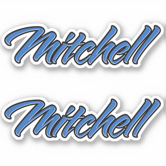 Mitchell Name blue Aufkleber Sticker Stickerset シール (正面)