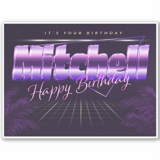 Mitchell Name Vorname retro Sticker Geburtstag シール (正面)