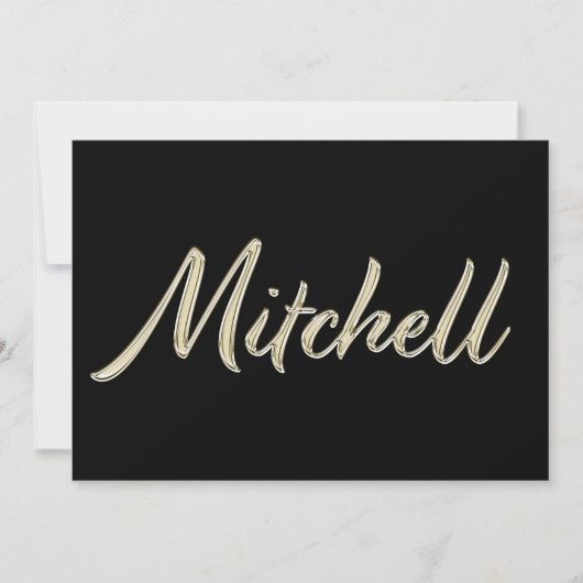 Mitchell Name white gold Handwriting Karte カード (正面)