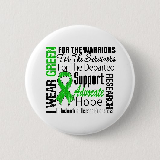Mitochondrial Disease I Wear Green Ribbon Tribute 缶バッジ (正面)