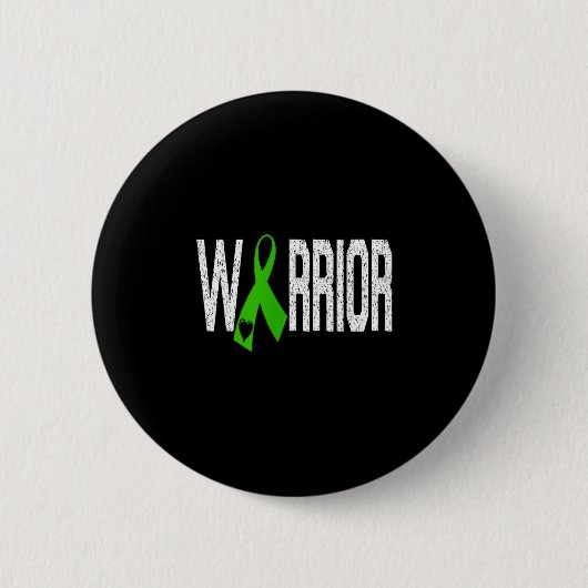 Mitochondrial Disease Warrior Heart Green Ribbon  缶バッジ (正面)