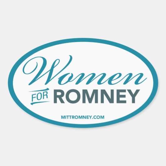 Mitt Romney 2012用の女性(白い楕円形のステッカー) 楕円形シール (正面)