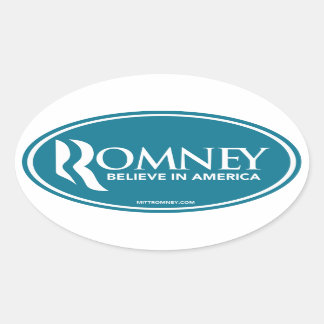 Mitt Romney In America (信じブルーオーバルステッカー) 楕円形シール