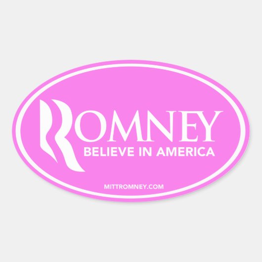 Mitt Romney In America (信じPink Oval Sticker) 楕円形シール (正面)