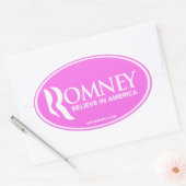 Mitt Romney In America (信じPink Oval Sticker) 楕円形シール (封筒)