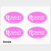Mitt Romney In America (信じPink Oval Sticker) 楕円形シール (シート)