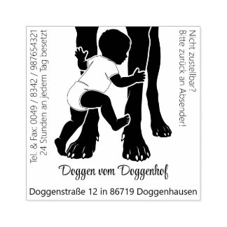 Mittel großer Doggen Stempel viel Text ラバースタンプ