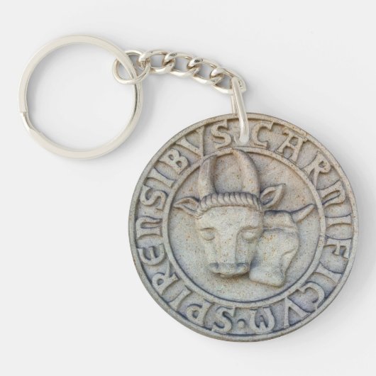 Mittelalterliches Metzger Relief mit Kuh und Bulle キーホルダー (正面)