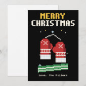 Mittens Pixel Art Christmas Card シーズンカード (正面/裏面)