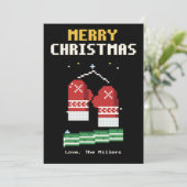 Mittens Pixel Art Christmas Card シーズンカード (スタンド正面)