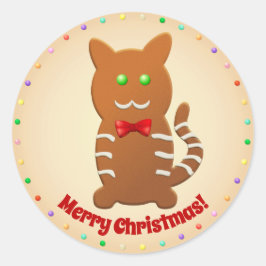 Mitzipher The Sweet Gingerbread Cat Cartoon ラウンドシール