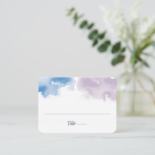 MITZVAH modern elegant watercolor blue purple 名刺 (スタンド正面)