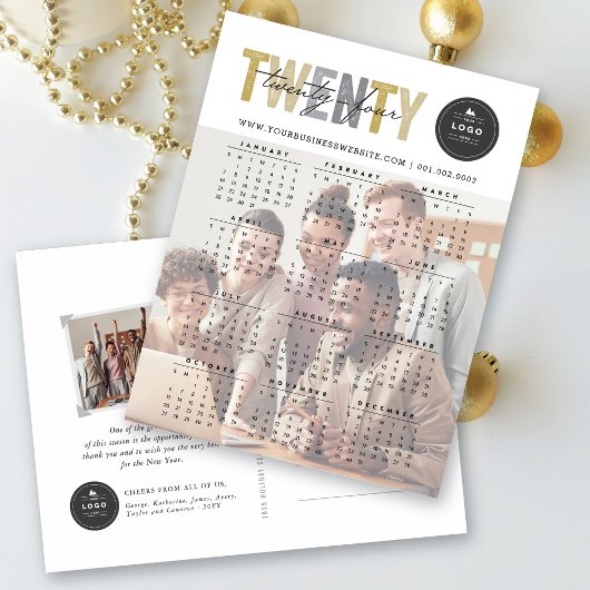 Mixはっきりしたタイポグラフィ2025カレンモダンダー写真 シーズンポストカード