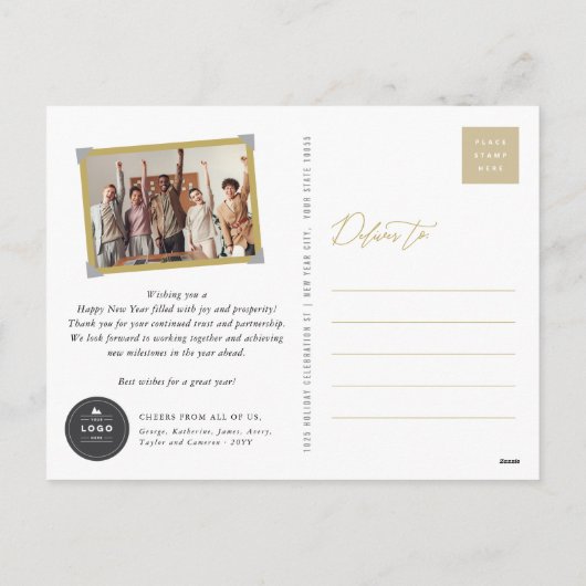 Mixはっきりしたタイポグラフィ2025カレンモダンダー写真 シーズンポストカード (裏面)