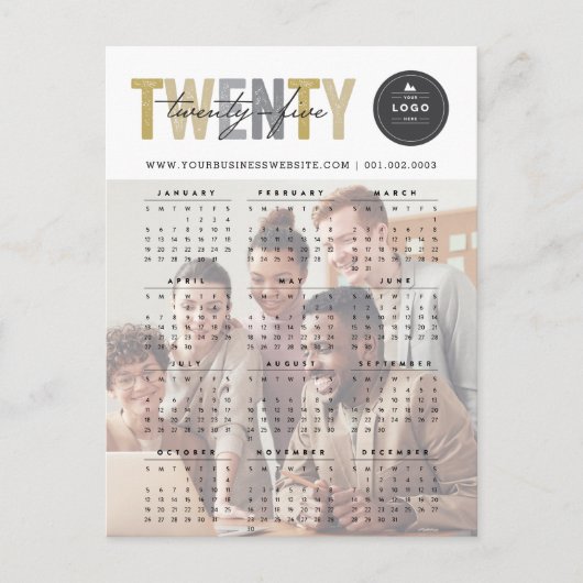 Mixはっきりしたタイポグラフィ2025カレンモダンダー写真 シーズンポストカード (正面)