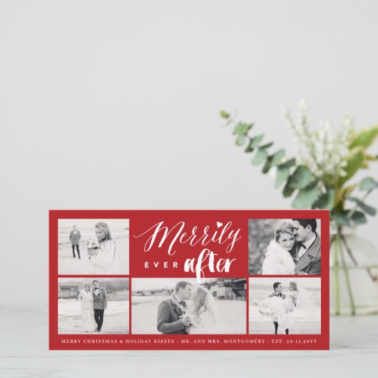 Mixタイポグラフィの4枚の写真結婚をMerry Ever After シーズンカード (スタンド正面)