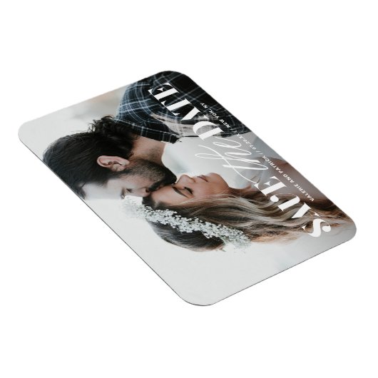 Mixタイポグラフィモダン写真Save the Date マグネット (右側)