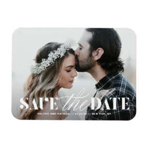 Mixタイポグラフィモダン写真Save the Date マグネット