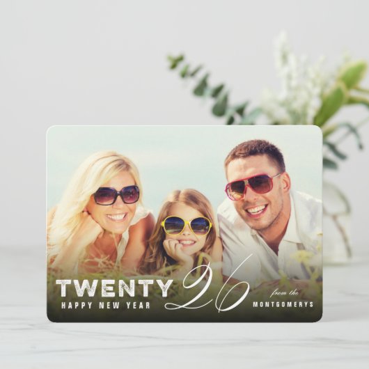 Mixタイポグラフィ2026シンプル年モダン初の写真 シーズンカード (スタンド正面)