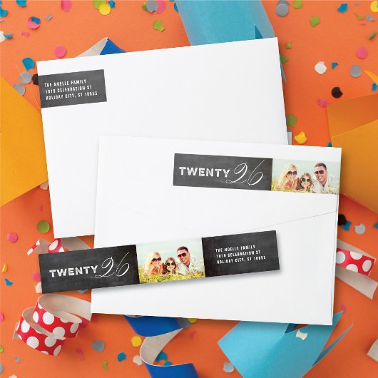 Mixタイポグラフィ2026シンプル年モダン初の写真 ラップアラウンドラベル