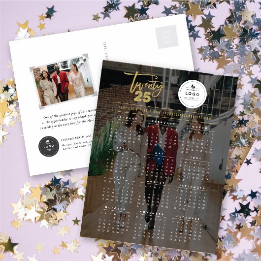 Mixモダンタイポグラフィ2025カレンダー写真新年 シーズンポストカード