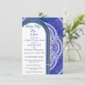 Mix Blue & Navy背景のマンダラ 招待状 (スタンド正面)