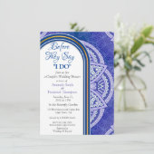 Mix Blue & Navy背景のマンダラ 招待状 (スタンド正面)