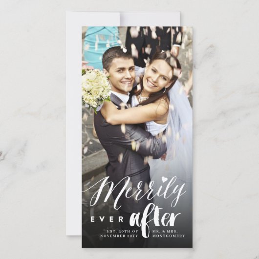 Mix Photoの後を楽しくタイポグラフィ結婚する シーズンカード (正面)