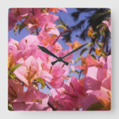 Mix Pink and Orange Bougainvillea Flowers スクエア壁時計 (正面)
