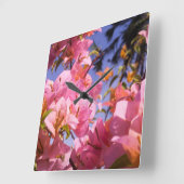 Mix Pink and Orange Bougainvillea Flowers スクエア壁時計 (傾斜)