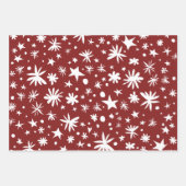 MIXED 赤と白 Starsリサイクル可能クリスマス ラッピングペーパーシート (正面3)