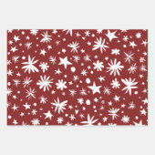 MIXED 赤と白 Starsリサイクル可能クリスマス ラッピングペーパーシート (正面2)