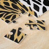 Mixed Animal Print Zebra Leopard Tiger Mixed Print ジグソーパズル (側面)