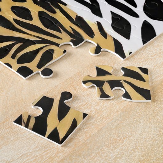 Mixed Animal Print Zebra Leopard Tiger Mixed Print ジグソーパズル (側面)