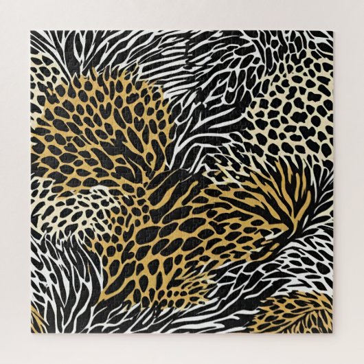 Mixed Animal Print Zebra Leopard Tiger Mixed Print ジグソーパズル (縦)