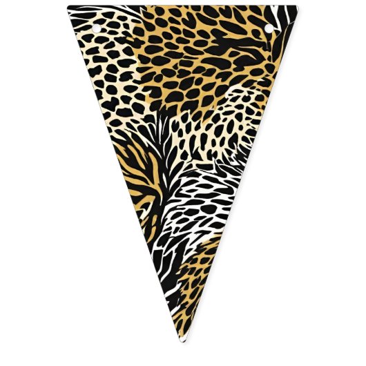 Mixed Animal Print Zebra Leopard Tiger Mixed Print バンティングフラッグ (第1の旗)