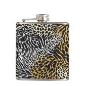 Mixed Animal Print Zebra Leopard Tiger Mixed Print フラスク (正面)