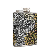 Mixed Animal Print Zebra Leopard Tiger Mixed Print フラスク (右)